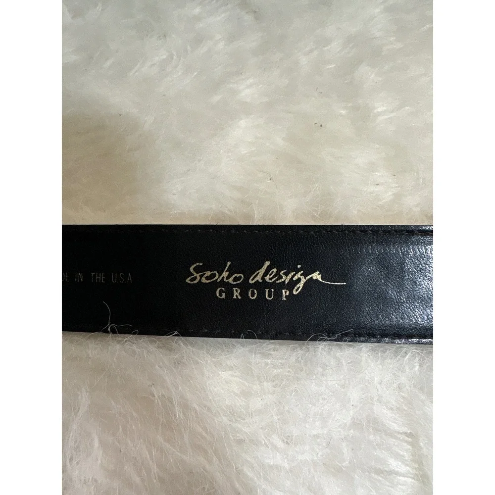 Soho Design Group Belt Womens M Brown Patent Leather Gold Buckle USA Vintage